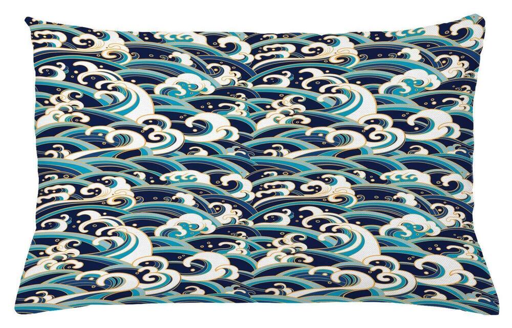 7947 Nautical Throw Pillow Cushion Cover, Traditional Oriental Style Ocean